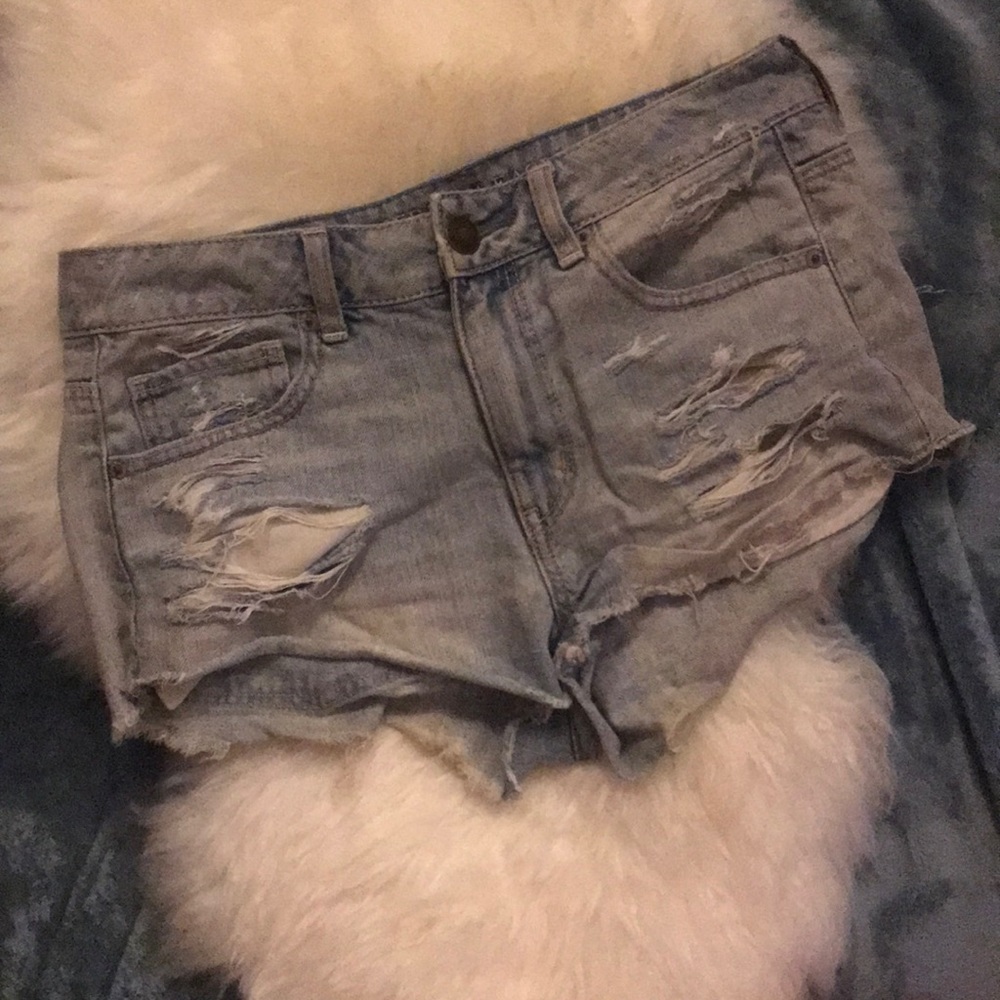 Distressed High-Waisted Shorts